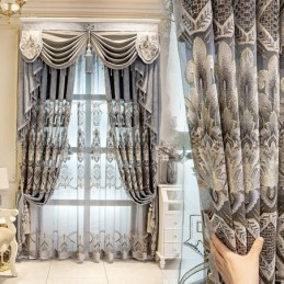 Cortina De Chenille Sob Medida Com Bordado De Flores Europeias E Semi Blackout Para Sala De Estar E Quarto