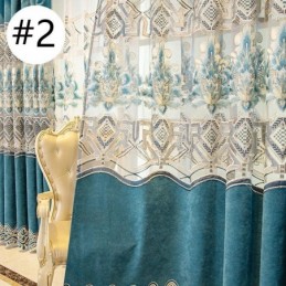 Cortina De Chenille Sob Medida Com Bordado De Flores Europeias E Semi Blackout Para Sala De Estar E Quarto