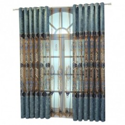 Cortina Semi Blackout De Chenille Sob Medida Com Bordado De Flores Europeias Para Sala De Estar E Quarto