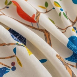 Cortina Estilo Nórdico Feita Sob Medida Cortina De Algodão Com Estampa De Pássaros