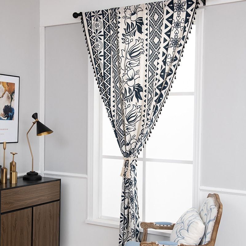 Cortina De Linho Com Estampa Floral Feita Sob Medida, Estilo Nórdico, Para Sala De Estar E Quarto