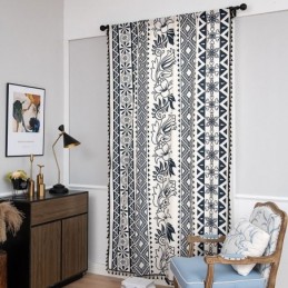 Cortina De Linho Com Estampa Floral Feita Sob Medida, Estilo Nórdico, Para Sala De Estar E Quarto