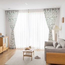 Cortina Estilo Nórdico Feita Sob Medida, Cortina De Poliéster Estampado Com Plantas