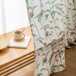 Cortina Estilo Nórdico Feita Sob Medida, Cortina De Poliéster Estampado Com Plantas