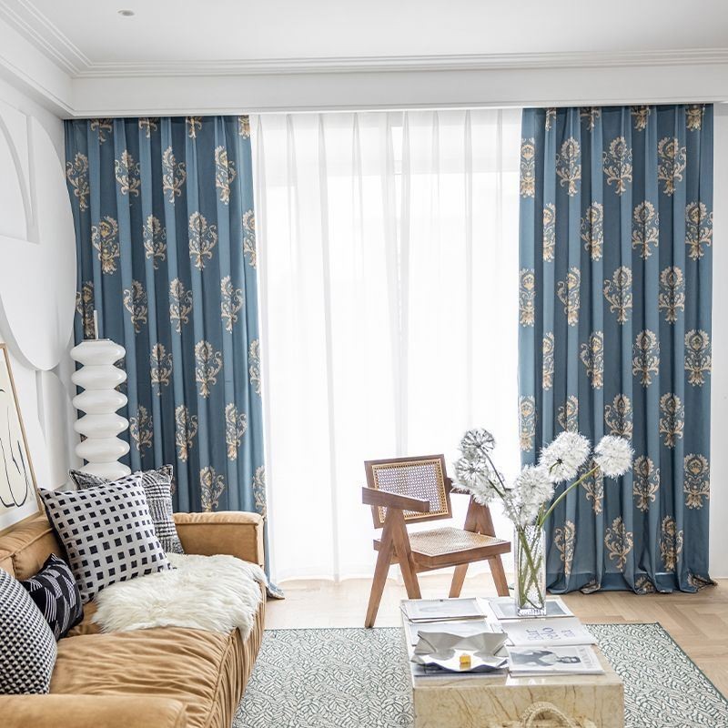 Cortina De Algodão Feita Sob Medida Cortina Estilo Europeu Estampado Com Flores