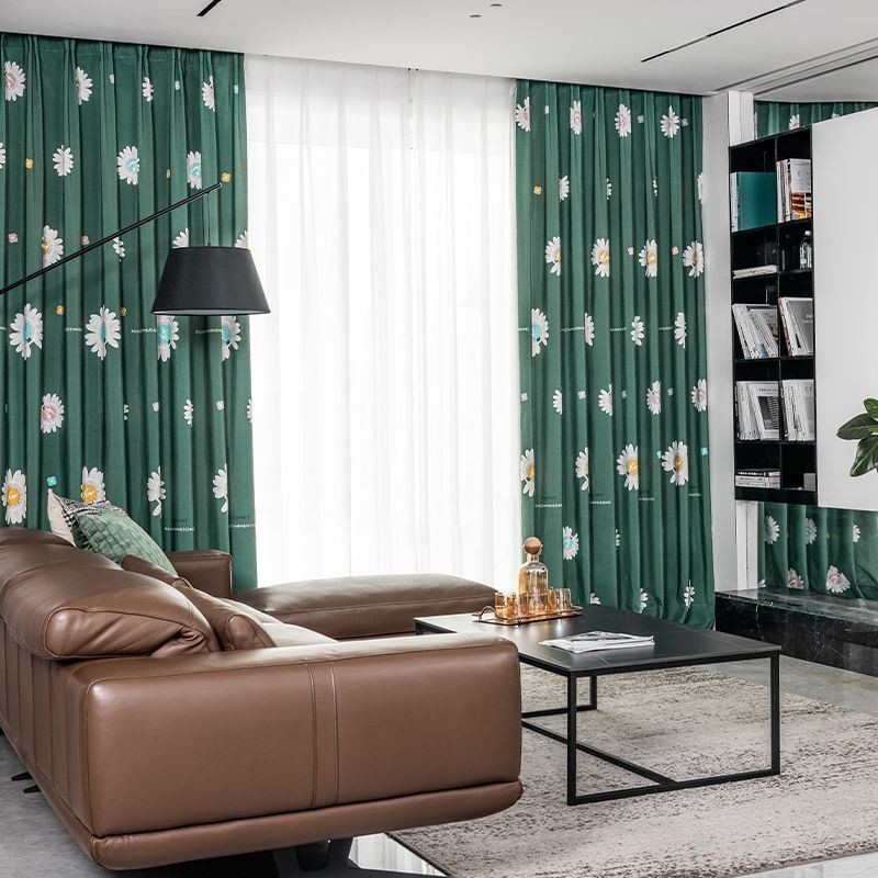 Cortina De Algodão Sob Medida Cortina Com Estampa Floral Estilo Nórdico
