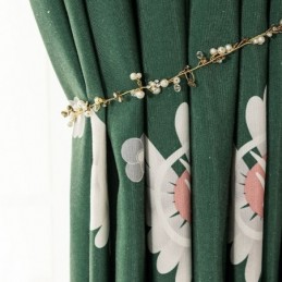 Cortina De Algodão Sob Medida Cortina Com Estampa Floral Estilo Nórdico