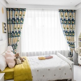 Cortinas De Algodão Estilo Infantil Com Estampa De Cavalo Branco