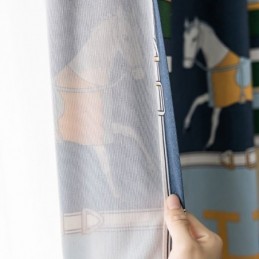 Cortinas De Algodão Estilo Infantil Com Estampa De Cavalo Branco