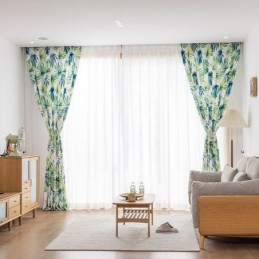 Cortina Sob Medida Cortina Folha Estampada Estilo Nórdico