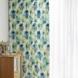 Cortina Sob Medida Cortina Folha Estampada Estilo Nórdico