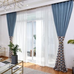 Cortina De Algodão Sob Medida Cortina Xadrez Estampada Estilo Nórdico