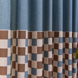 Cortina De Algodão Sob Medida Cortina Xadrez Estampada Estilo Nórdico