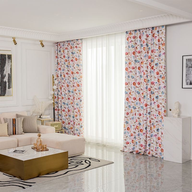 Cortinas Estilo Americano Com Estampa De Plantas