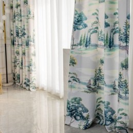 Cortinas Floresta Estampadas Estilo Americano
