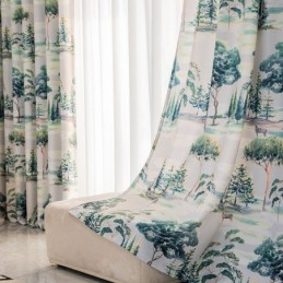 Cortinas Floresta Estampadas Estilo Americano