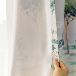 Cortinas Floresta Estampadas Estilo Americano