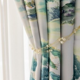 Cortinas Floresta Estampadas Estilo Americano