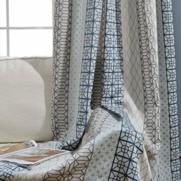 Cortina Blackout Nórdica De Algodão E Linho Feita Sob Medida, Cortina Geométrica Jacquard Para Sala De Estar E Quarto