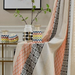 Cortina Blackout Nórdica De Algodão E Linho Feita Sob Medida, Cortina Geométrica Jacquard Para Sala De Estar E Quarto
