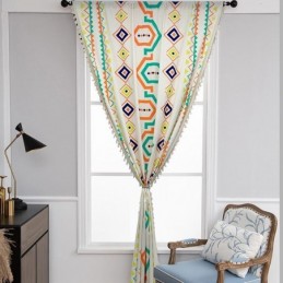 Cortinas De Linho Com Estampa Geométrica Estilo Nórdico Para Sala De Estar E Quarto