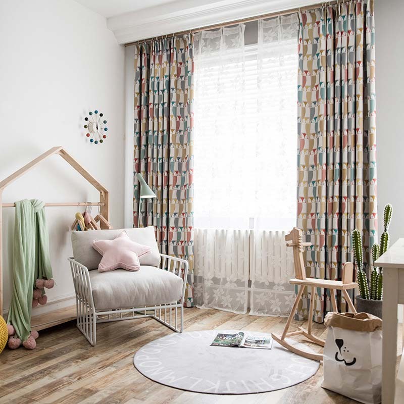 Cortina Moderna De Desenho Animado Feita Sob Medida, Cortina Com Estampa De Coruja Fofa, Tecido Blackout Macio Para Quarto De Criança