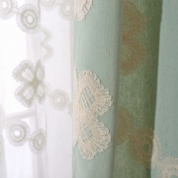 Cortina Blackout De Algodão Estilo Nórdico Feita Sob Medida Com Bordado Floral