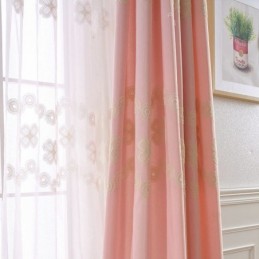 Cortina Blackout De Algodão Estilo Nórdico Feita Sob Medida Com Bordado Floral