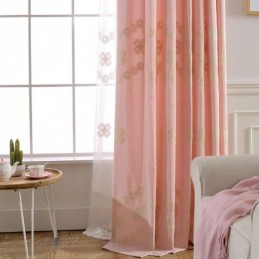 Cortina Blackout De Algodão Estilo Nórdico Feita Sob Medida Com Bordado Floral