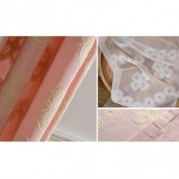 Cortina Blackout De Algodão Estilo Nórdico Feita Sob Medida Com Bordado Floral