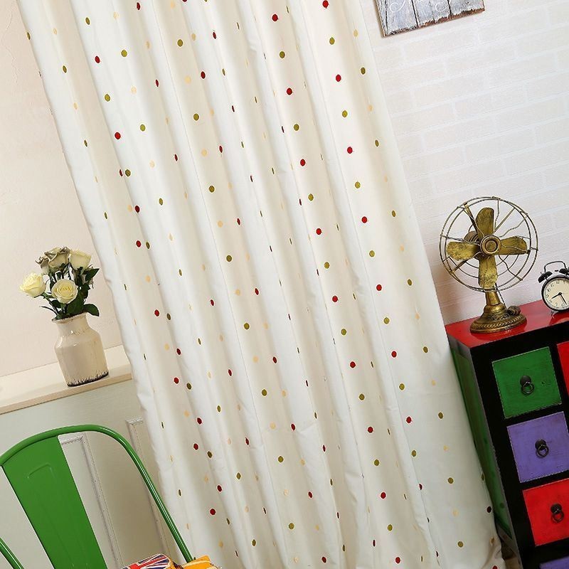 Cortina De Algodão Bordada Sob Medida Com Design Nórdico De Bolinhas Para Sala De Estar E Quarto