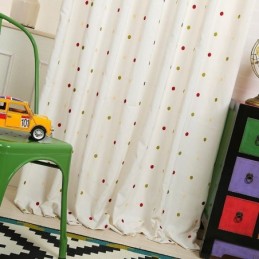 Cortina De Algodão Bordada Sob Medida Com Design Nórdico De Bolinhas Para Sala De Estar E Quarto