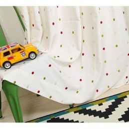 Cortina De Algodão Bordada Sob Medida Com Design Nórdico De Bolinhas Para Sala De Estar E Quarto