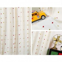 Cortina De Algodão Bordada Sob Medida Com Design Nórdico De Bolinhas Para Sala De Estar E Quarto