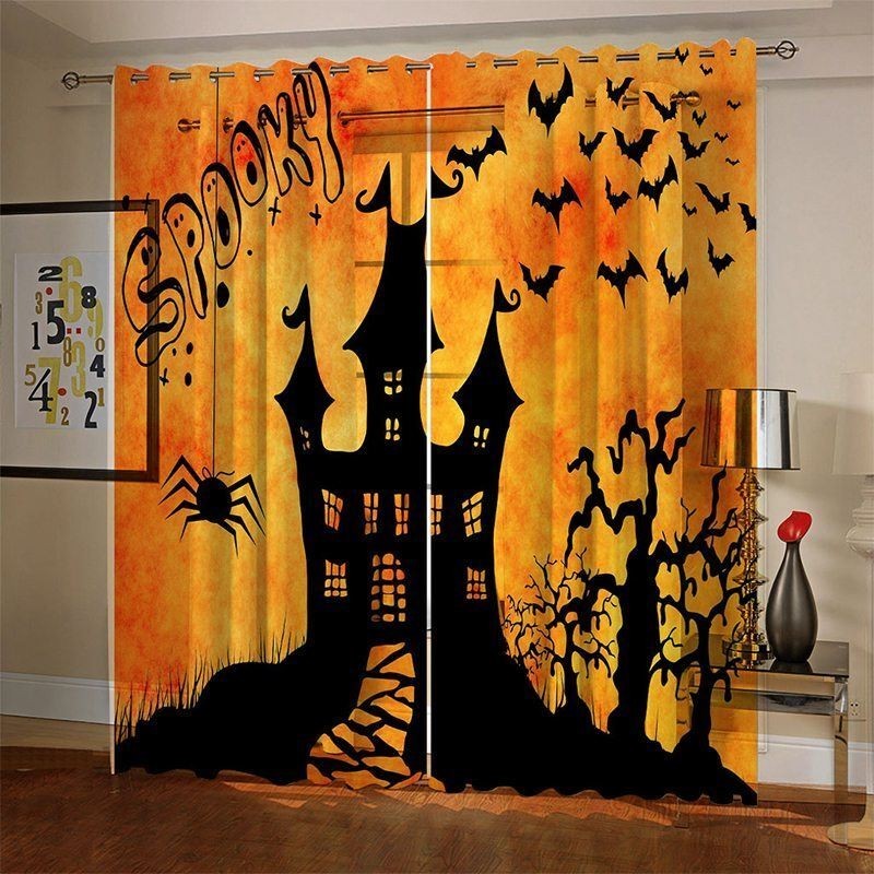 Cortinas Halloween Impressão Digital Estilo Americano