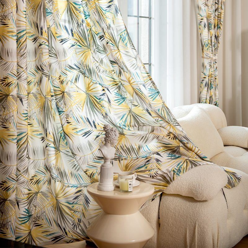 Cortinas De Algodão Americanas Coloridas Folha De Bananeira