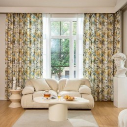 Cortinas De Algodão Americanas Coloridas Folha De Bananeira