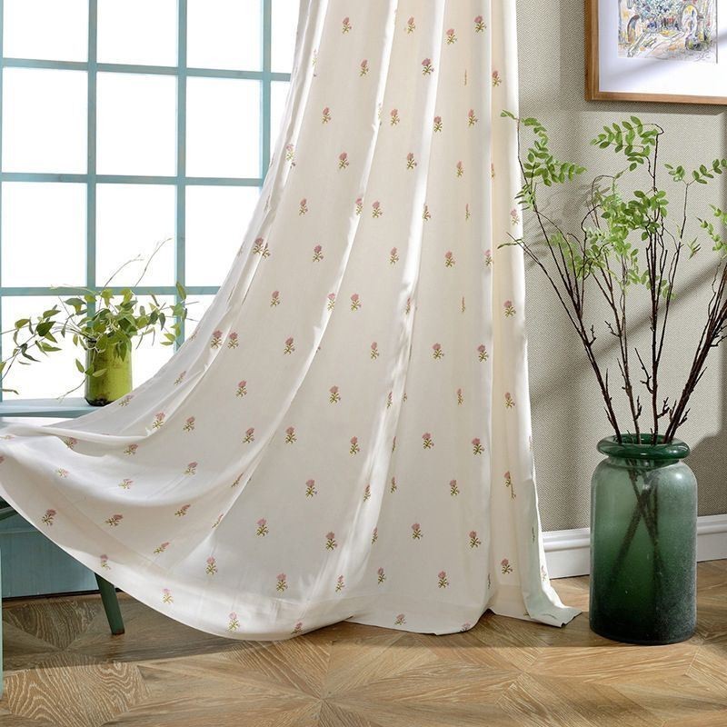 Cortina Bordada Floral Sob Medida Cortina De Algodão Nórdico Para Sala De Estar E Quarto