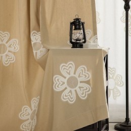 Cortina Bordada Estilo Nórdico Feita Sob Medida, Cortina De Flores De Poliéster E Algodão Para Sala De Estar E Quarto