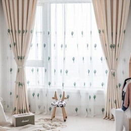 Cortinas Estilo Infantil Cacto Bordado