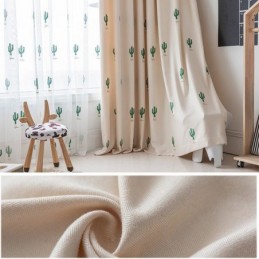 Cortinas Estilo Infantil Cacto Bordado