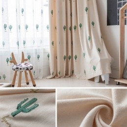 Cortinas Estilo Infantil Cacto Bordado