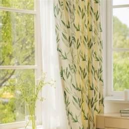 Cortinas Chevron Americanas Com Folhas De Bambu Estampadas