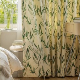 Cortinas Chevron Americanas Com Folhas De Bambu Estampadas