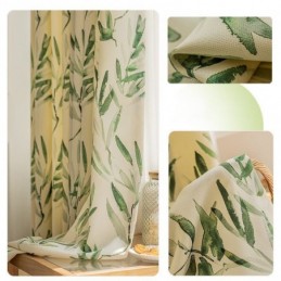 Cortinas Chevron Americanas Com Folhas De Bambu Estampadas