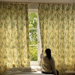 Cortinas Chevron Americanas Com Folhas De Bambu Estampadas