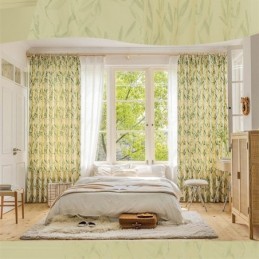 Cortinas Chevron Americanas Com Folhas De Bambu Estampadas