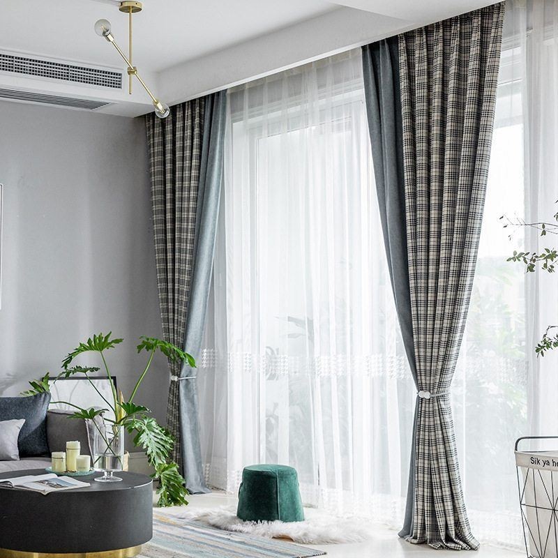 Cortinas Modernas Simples Pied-De-Poule