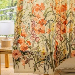 Cortinas Chevron Com Estampa Floral Americana