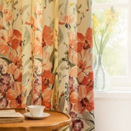Cortinas Chevron Com Estampa Floral Americana